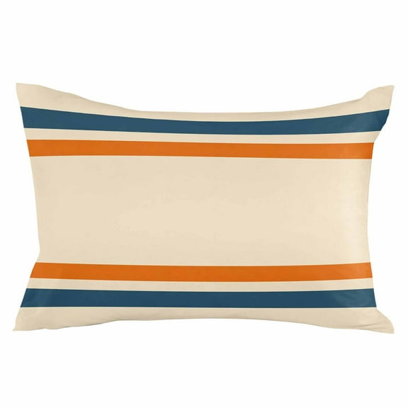 Orange Blue Stripe Throw Pillow Cover 24 x 36 Inch Decorative Pillow Cover Farmhouse Minimalist Striped Lumbar Pillowcase Seasonal Rectangle Cushion Case for Couch Sofa Bed Living Room