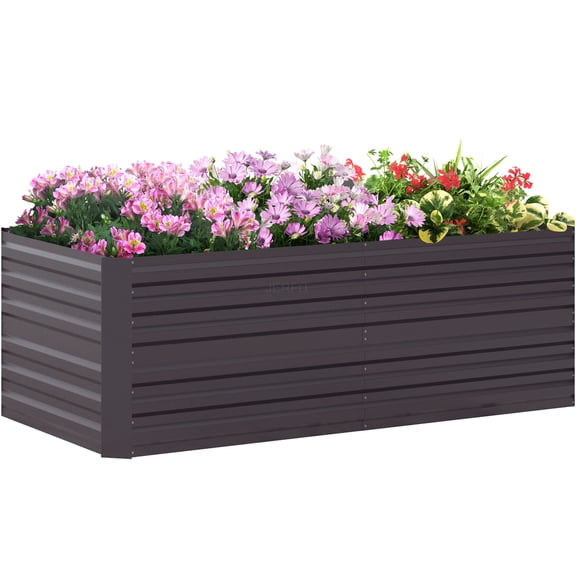 JERFIT 6x3ft Raised Garden Bed Kit, 24" Tall Outdoor Metal Planter Box for Vegetables, Flowers, Herbs, Large Growing Space, Reinforced Steel, Gray
