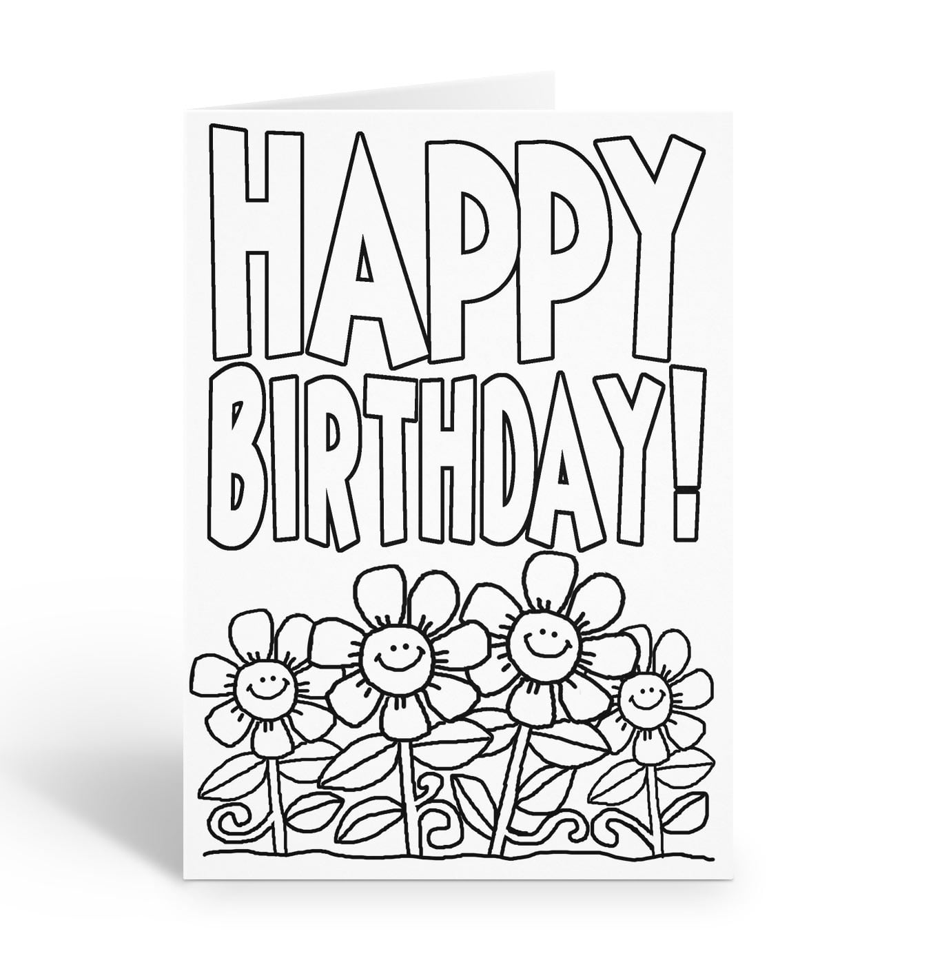 Color In Happy Birthday with Flowers Kids Set - 4.5 x 6.25 Coloring