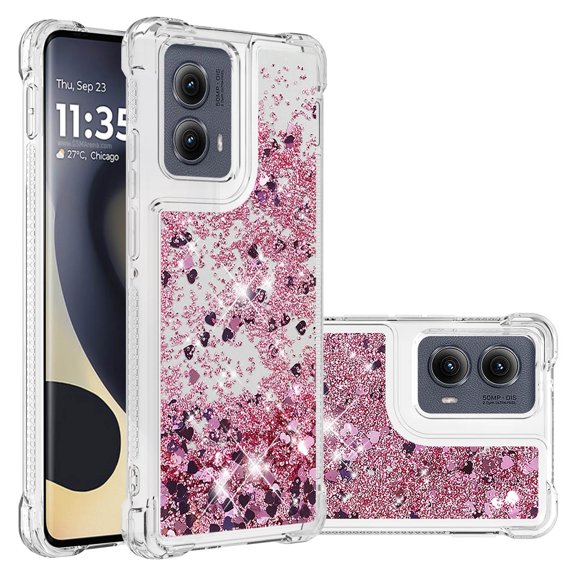 Phone Case for Motorola Moto Edge 5G 2024 Cover Sparkle Glitter Floating Liquid Quicksand Shockproof Soft Silicone TPU Bumper Protective Cover for Moto Edge 5G 2024 Case, S1