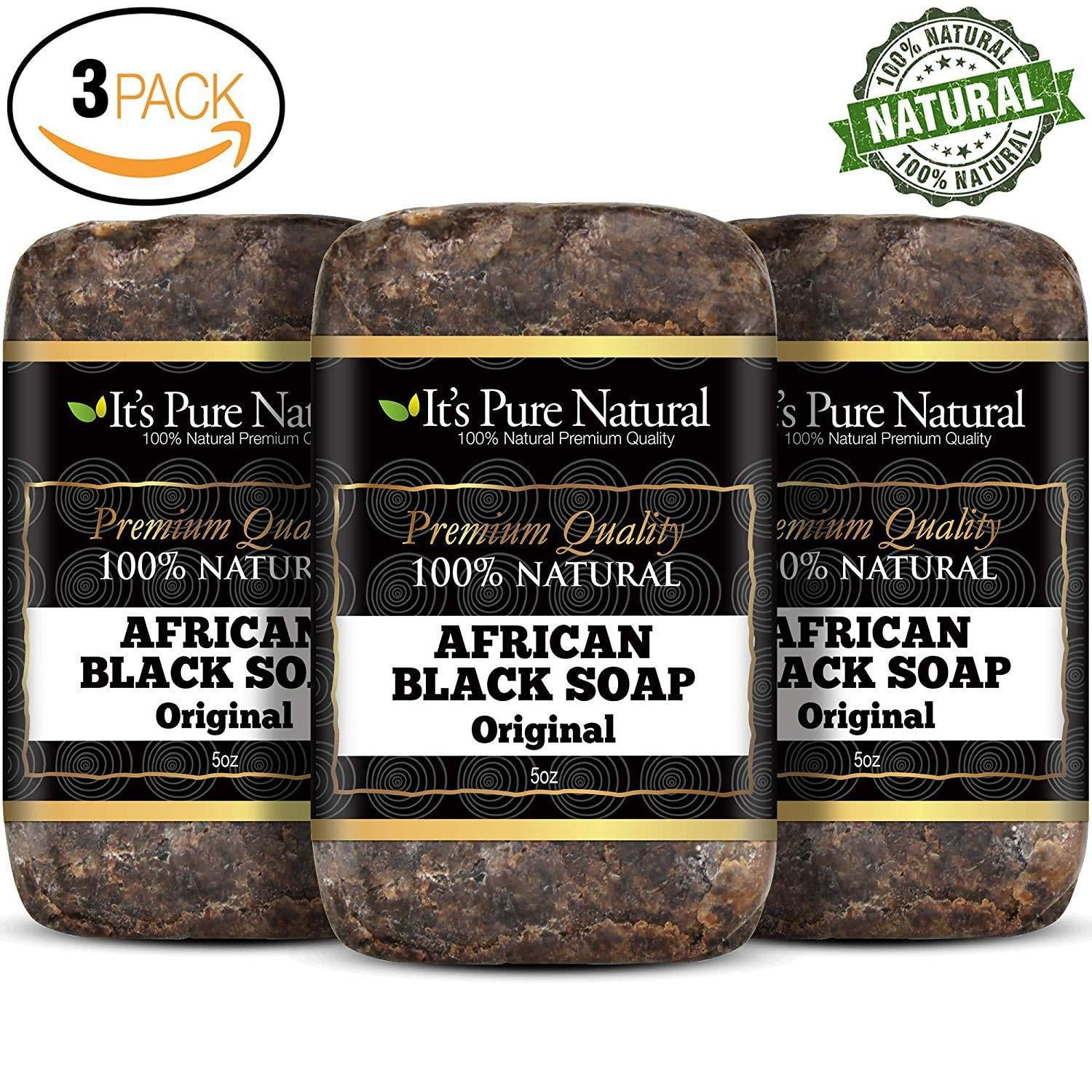 Pure Natural African Black Soap Bars with Activated Charcoal 5 Oz