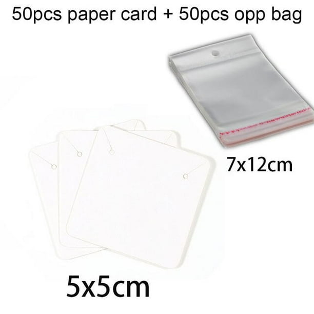 50 unids/lote de tarjetas de exhibición de papel, pendientes, collares, accesorios de almacenamiento, bolsas de embalaje de plástico para joyería DIY, caja de cartón Gao Jinjia LED