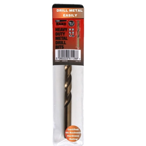TTP HARD Drills 10.2mm Drill bit - Cobalt Hardened bits for Drilling Hard Steel & Stainless, Heavy Duty Universal Drills for Cutting Tough Metal, Professional jobber Industrial 135 Degree Point