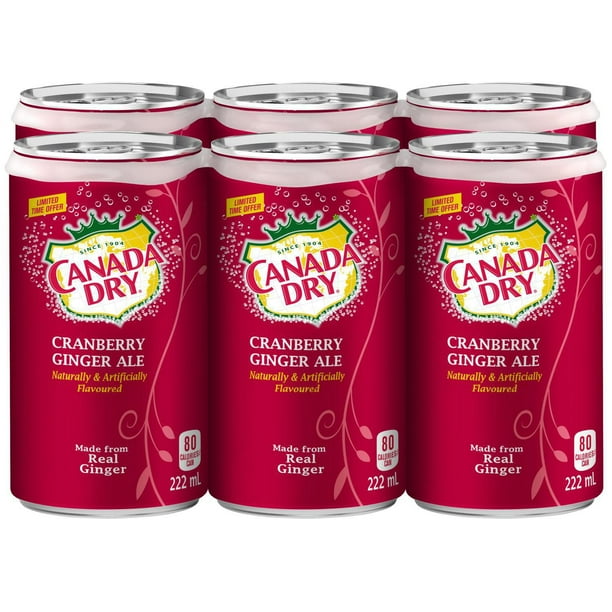 Canada Dry Cranberry Ginger Ale 222 mL MiniCan 6 Pack Walmart.ca