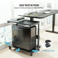 thumbnail image 6 of Designa Height Adjustable Computer Tower Stand, 2-Tier CPU Holder Cart Under Desk, Mobile PC Standing Table Home Office Gaming Accessories w/Rolling Wheels & Mouse Pad, Black, 6 of 8