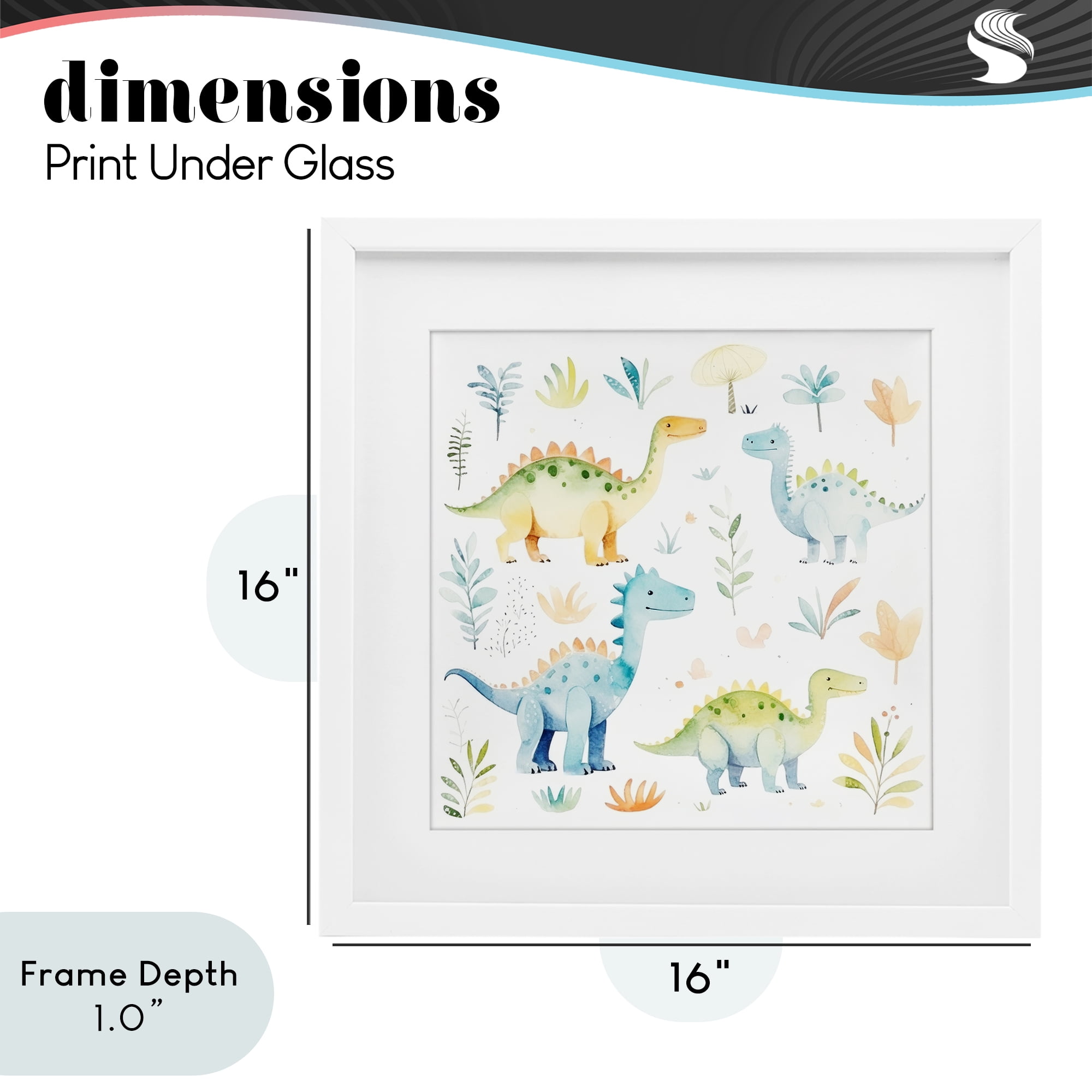 Stupell Industries Different Dinosaur Wonders White Framed Print Under Glass, design by Lazar Studio