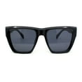 thumbnail image 2 of Womens Oversize Beveled Frame XL Cat Eye Retro Sunglasses All Black, 2 of 4