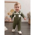 thumbnail image 6 of Cjfdfy Newborn Baby Boy Spring Fall Winter Clothes Infant Baby Boys Cotton Linen Outfit 0 3 6 12 18 Months Lapel Romper One Piece Contrast Color Long Sleeve Button Down Jumpsuit with Chest Pockets, 6 of 9