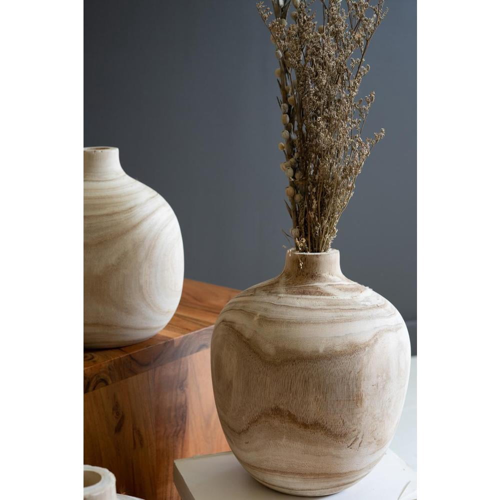 Kalalou Carved Wooden Bulb Vase