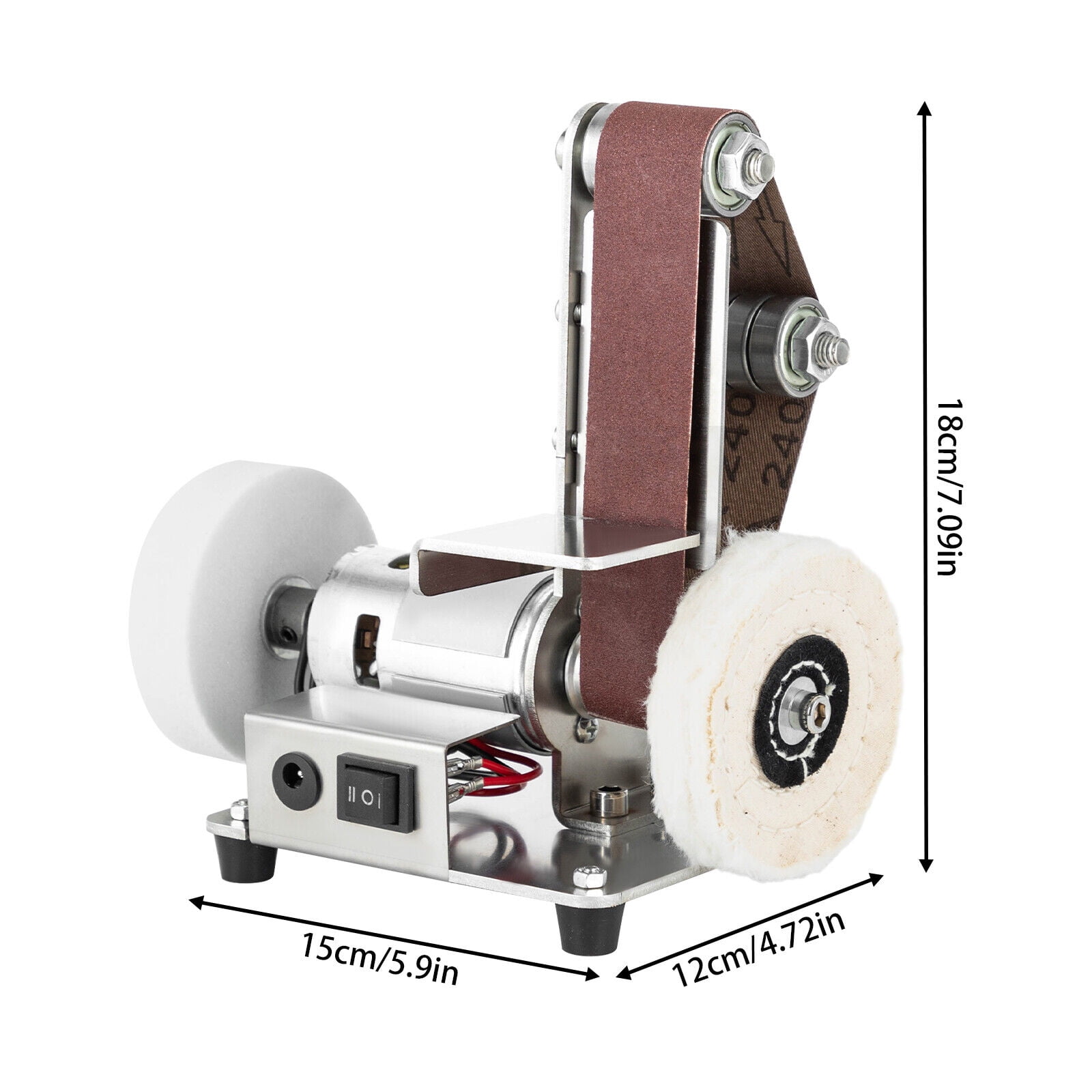 5.9*4.72*7.09in Silver Table Top Grinder Polisher Mini Belt Sander Electric Bench Grinder Sanding Machine