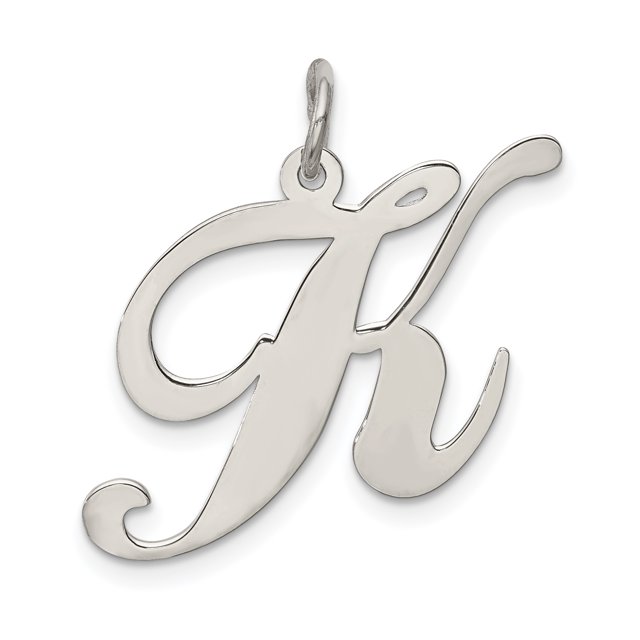 925 Sterling Silver Dainty Letter K Initiale Nom Monogramme Collier Pendentif Pendentif