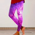 thumbnail image 2 of Galaxy Print Flare Leggings for Women Yoga Pants High Waisted Flare Leggings Bootcut Casual Yoga Pants Full Length Purple L, 2 of 4