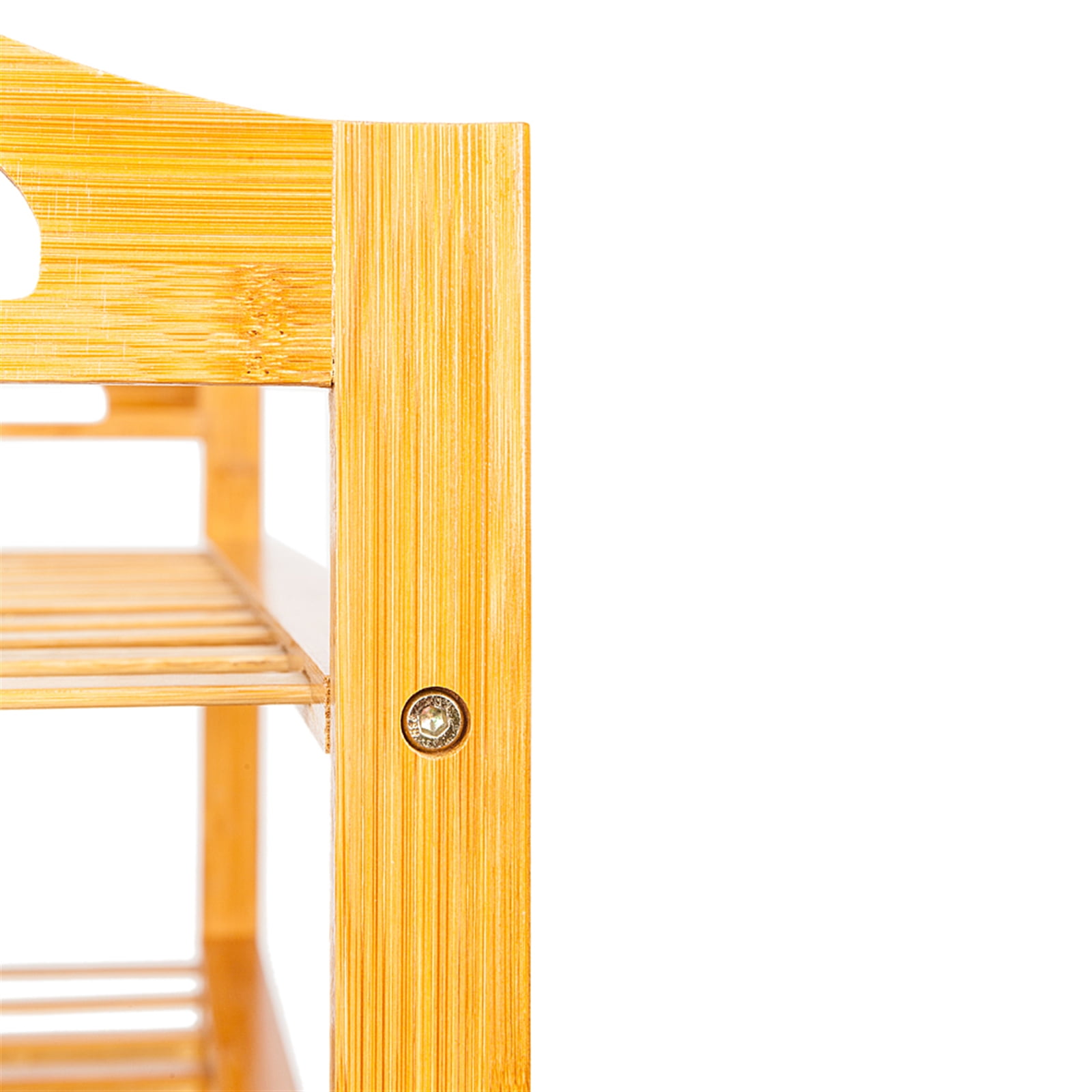 Concise 12-Batten 4 Tiers Bamboo Shoe Rack，Eco-Friendly and Adjustable Wood Color