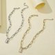 thumbnail image 4 of Collar con Colgante de cadena de clavícula acero titanio letras redondas mujer regalo joyería Yashi, 4 of 5