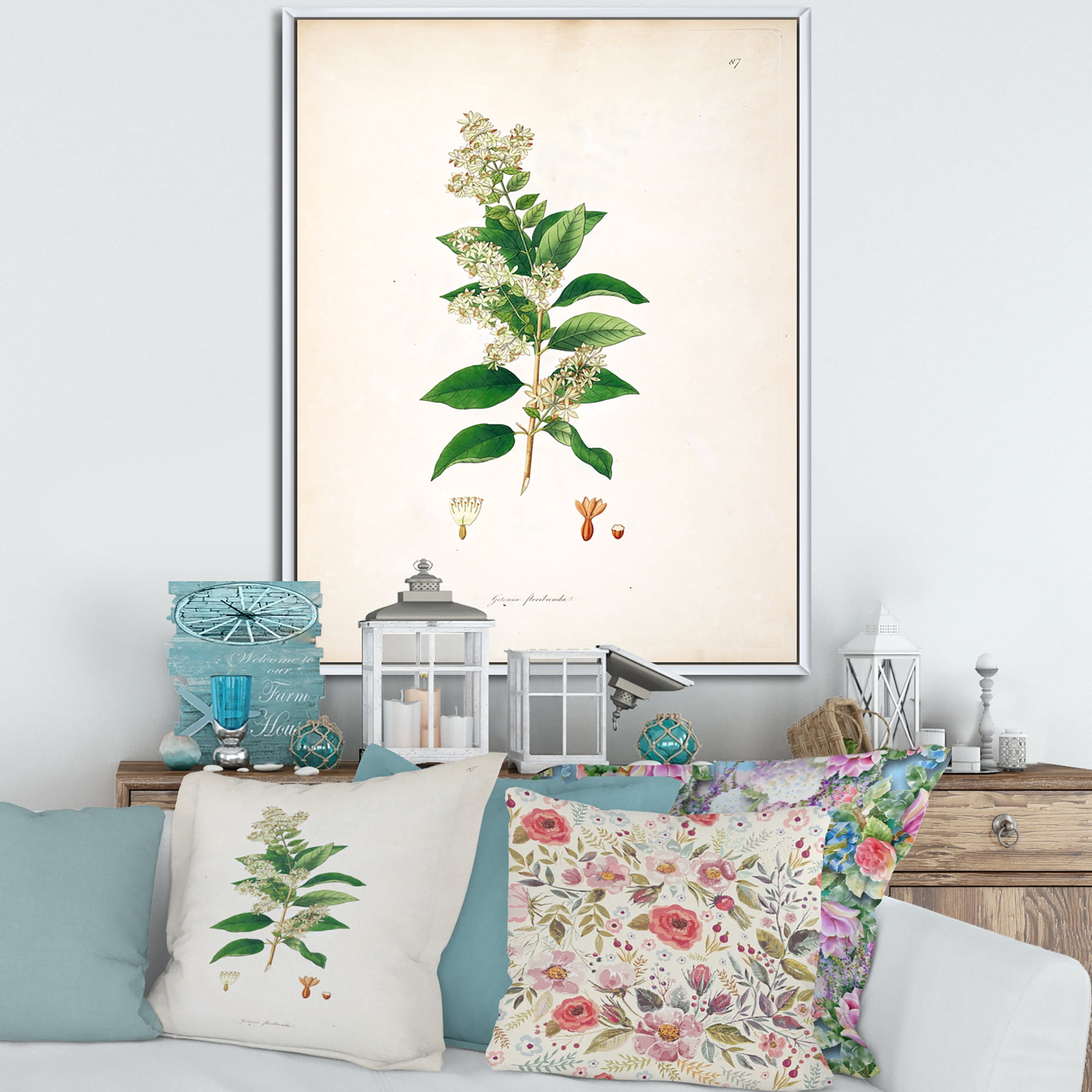 Designart 'Ancient Botanicals XVII' Farmhouse Framed Canvas Wall Art Print