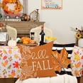 thumbnail image 5 of Fall Decorative Throw Pillow Covers 16 x 16 Inch Set of 4, Hello Pumpkin Maple Leaves Stripes Fall Decor Outdoor Farmhouse Pillow Cases for Home Couch (Orange Color), 5 of 6