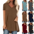thumbnail image 4 of Camiseta De Manga Corta Con Cuello En V Casual Túnica Básica Blusa Larga Para Mujer, 4 of 4