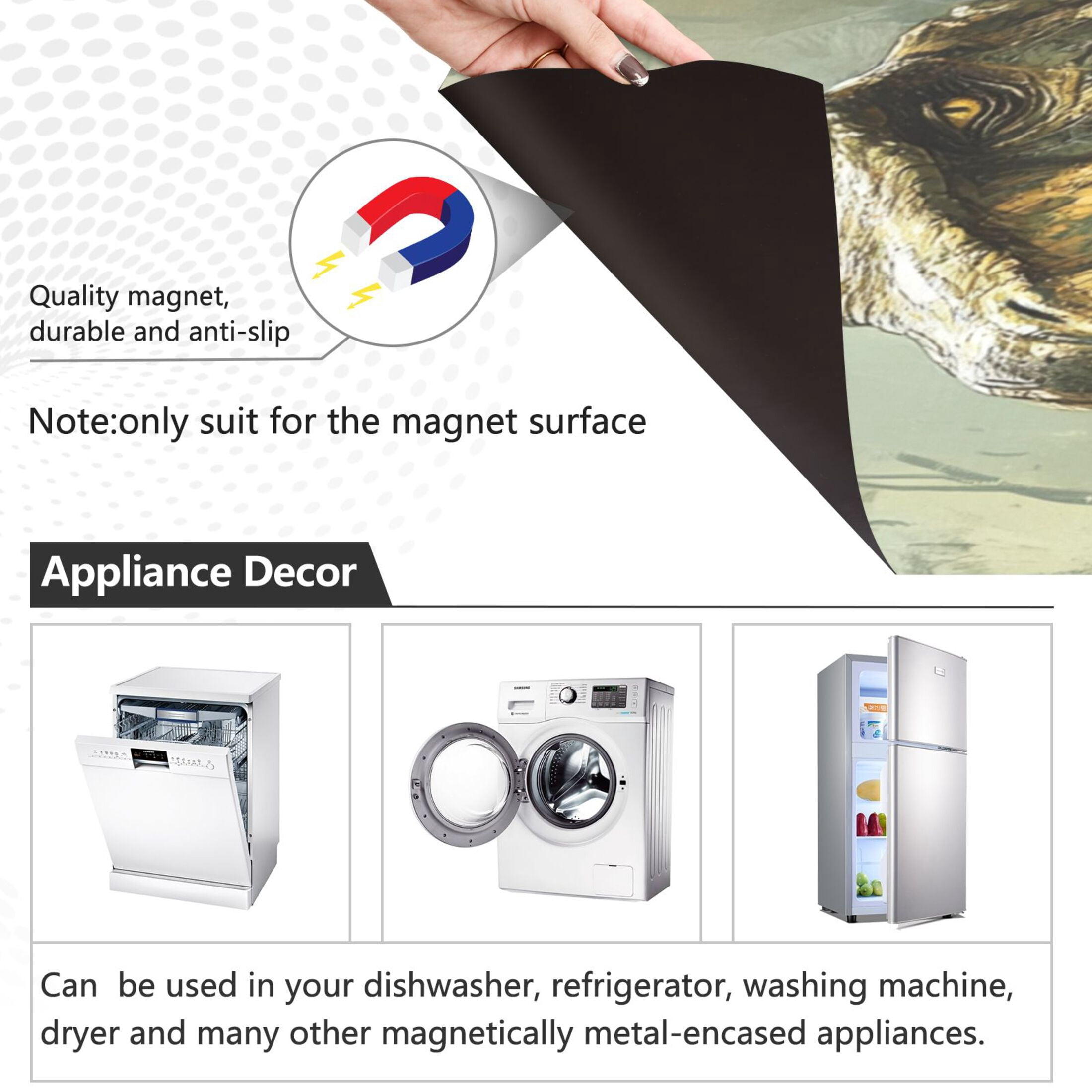 Dishwasher Magnetic Sticker 23x26 Inch Refrigerator Magnetic Sticker Washing Machine Magnetic Sticker Kitchen Panel Magnetic Sticker Home Decor Super Cool Dinosaur