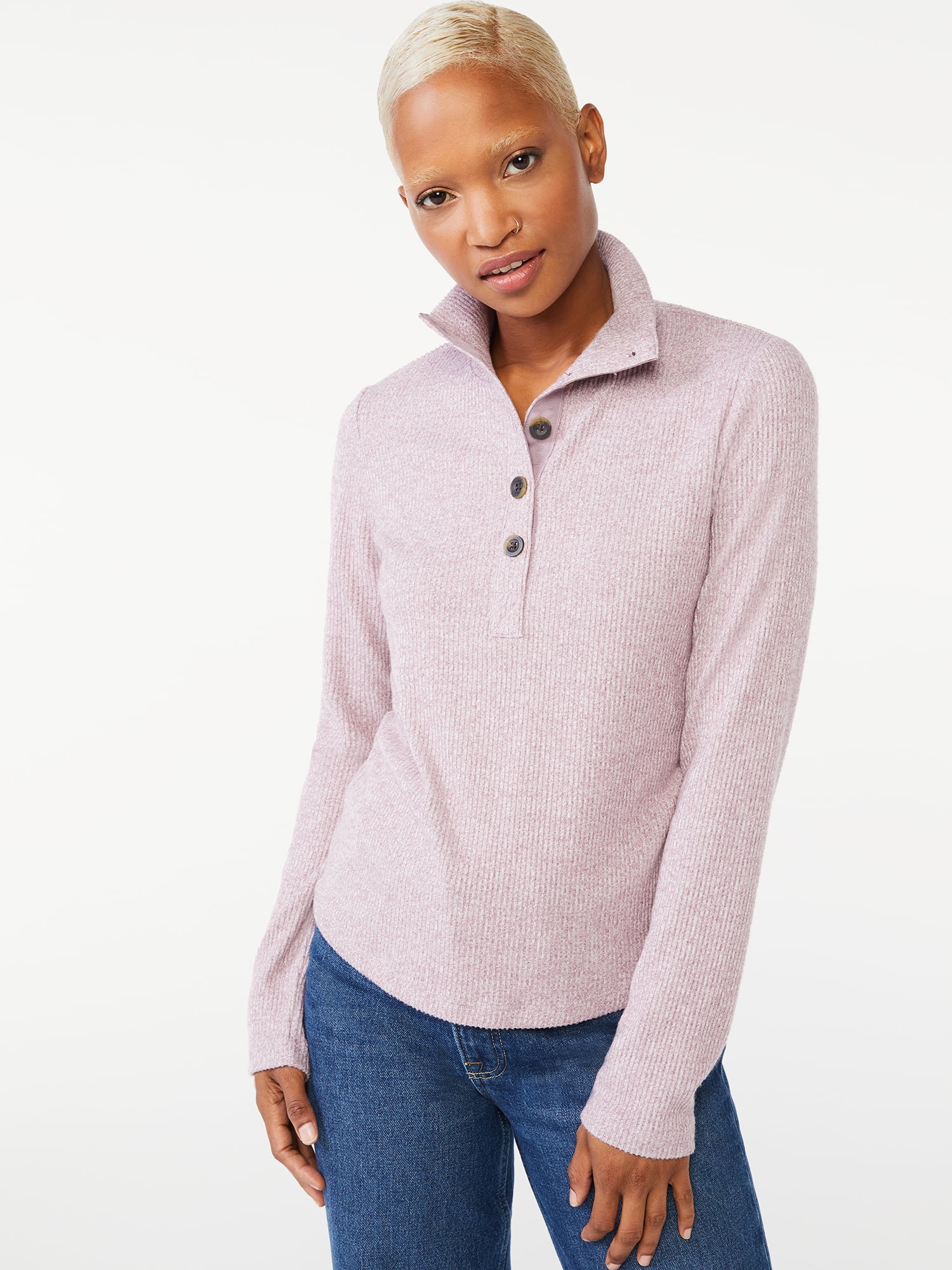 Free Assembly Women's Mock Neck Henley 