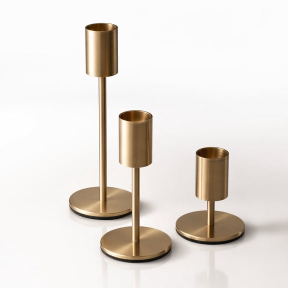 Stcellnmex 3 Pack Gold Metal Taper Candlestick Holders Modern Decor Candelabras For Wedding Dining Table Xmas Party Centerpiece Decor
