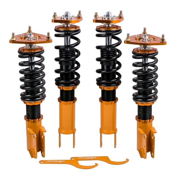 Restored maXpeedingrods Coilovers Adjustable Height for Mitsubishi Lancer Evolution 2001-2007, Height Adjustable Spring Shock Absorber Suspension Coil Struts, Amortiguador Lowering Kits, Gold (Refurbished)
