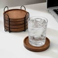 thumbnail image 7 of Luoshdecor Drink Coasters Set of 4 with Iron Holder,Wood Vintage Coasters for Drinks, Table Decor for Living Room Home Office Decor, 7 of 7