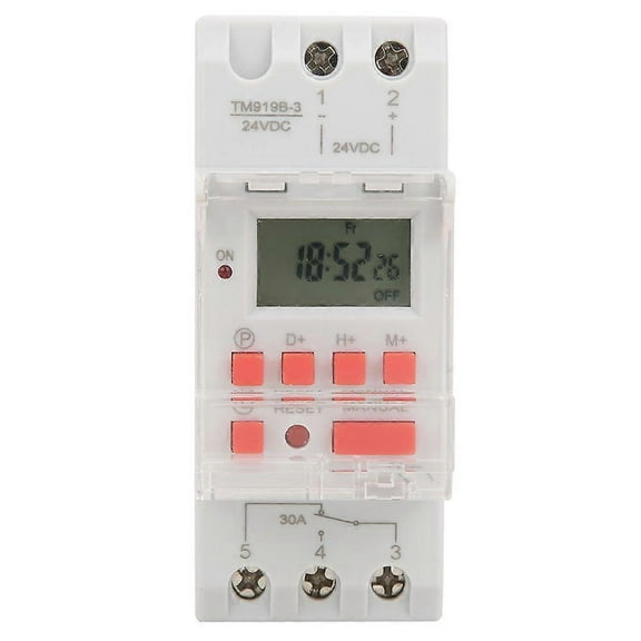 DC 24V 30A Weekly 12/24hrs Timer Switch LCD On Off Control Programmable Time Relay