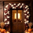 thumbnail image 4 of 1 Pack Fall Maple Leaves Garland, 5.7 FT Brown & White Artificial Autumn Foliage Vine with Hanging Loop & Adhesive Hook, Thanksgiving Seasonal Decor for Mantel, Fireplace, Wedding & Home Party, 4 of 6