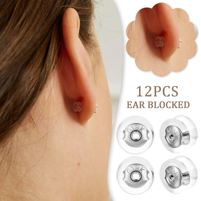 12X Locking Secure Earring Backs For Studs, Silicone Backs Earring Gold R6U5
