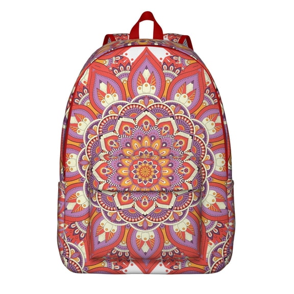 Sacred Harmony Mandala Backpack for Women, Vintage Ethnic Tribal Style Daypack with Artistic Geometric Ornament Print