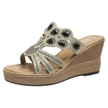 

Women s Slope High Heel Crystal Sandals Casual Slope Heel Sandals Womens Sandals