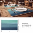 thumbnail image 3 of Placemats Set of 8, Teal Blue Ombre Woven Placemat, Linen Place Mats for Kitchen/Dining Tables, Modern Abstract Art Texture Washable Table Mats for Party, 3 of 8