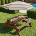 thumbnail image 4 of Best Choice Products Kids 3-in-1 Outdoor Sand and Water Activity Picnic Table with Umbrella - Walnut/Beige, 4 of 8
