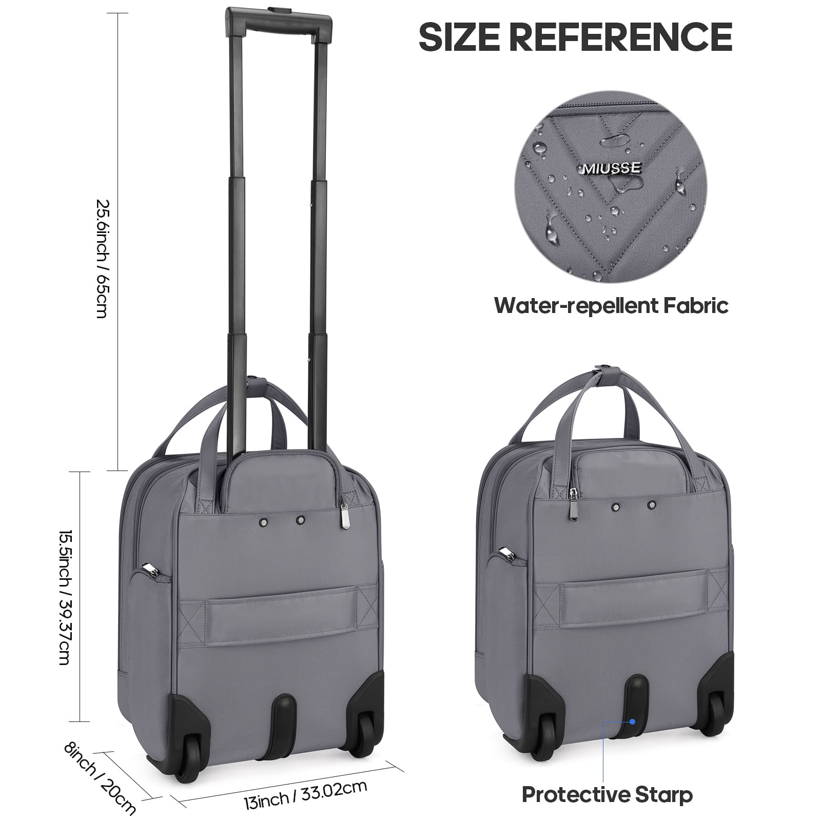 MIUSSE Underseat Carry on Luggage 16 Inch Soft Sided Luggage with Wheels and TSA Lock Airline Approved Small Suitcase for Men Women