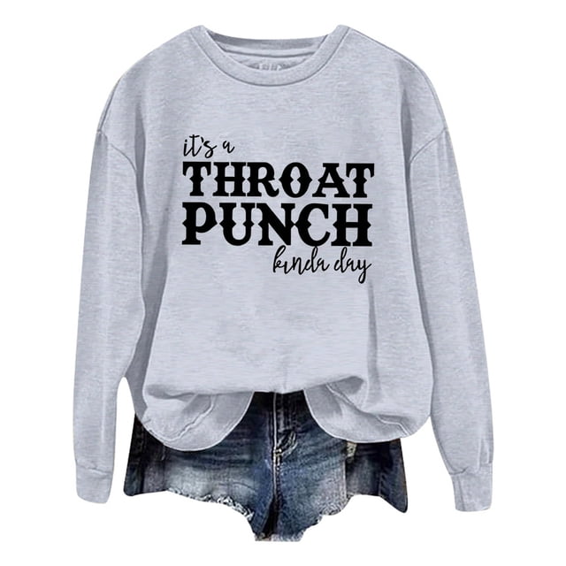 WEAIXIMIUNG Sweat-Shirt pour Femmes Tendance avec Col Mode Décontractée Couleur Unie Manches Longues Imprimé Lettre Col Rond Hoodie