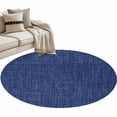 thumbnail image 2 of Round Area Rug 3.3 Ft, Vintage Navy Blue Washable Non-Slip Carpet for Living Room/Bedroom, Farmhouse Retro Dark Solid Color Linen Texture Low-Profile Small Kitchen Mats Collection Rugs for Indoor, 2 of 7