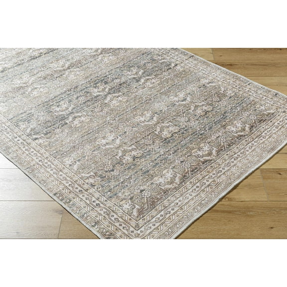 Hauteloom Billie Living Room, Bedroom Machine Washable Area Rug - Traditional - Medium Green, Green, Cream - 2' x 2'11"