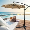 thumbnail image 3 of ENYOPRO Patio Offset Umbrella, Cantilever Umbrella w/ Solar Lights, Large Hanging Market Umbrella w/ Crank & Cross Base, Waterproof UV Protection Outdoor Umbrella w/ Vent Top for Yard Garden. T1659, 3 of 7