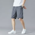 thumbnail image 4 of SWSMCLT Men's Cotton Cargo Shorts Mid Rise Shorts Gym Cargo Elastic Casual Bermuda Walking Shorts Knee Length Pocket Dark Grey 40, 4 of 4