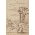 thumbnail image 2 of Francesco Guardi 13x18 Black Ornate Wood Framed Double Matted Museum Art Print Titled - Two Figures in a Landscape With&nbsp;Ruins (Mid-18th&nbsp;Century), 2 of 5