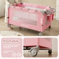 thumbnail image 4 of Baby Bassinet, Caveen 5 in 1 Baby Playard with Bassinet, Portable Bedside Sleeper Baby Crib, with Removable Changing Station & Storage Organizer, Pink, 4 of 7