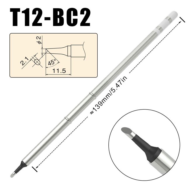 Punta T12 de alta calidad, puntas de pistola para soldar de repuesto cromadas negras de Taiwán, calentamiento rápido, temperatura estable más duradera