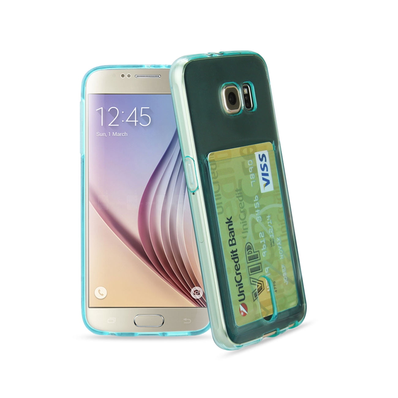 gloria Oferta de trabajo garra Samsung Galaxy S6 Semi Clear Case With Card Holder In Clear Blue -  Walmart.com