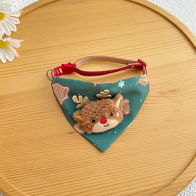 Christmas Pet Scarf Collar for Dogs and Cats, Adjustable Triangle Design with Festive Motifs, Holiday Accessory for Small Animals