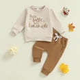 thumbnail image 2 of VNKIDY Boys Outfits Thanksgiving Children Kids Casual 2 Piece Outfit Letter Prints Long Sleeve Crewneck Top Elastic Waisted Drawstring Pants Home Wear Set Lovely Outfits, 2 of 9