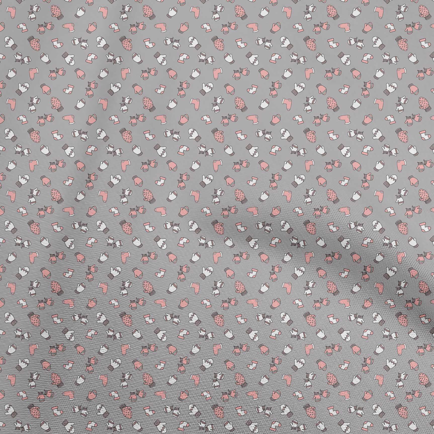 oneOone Cotton Jersey Gray Fabric Christmas Sewing Material Print Fabric By The Yard 58 Inch Wide