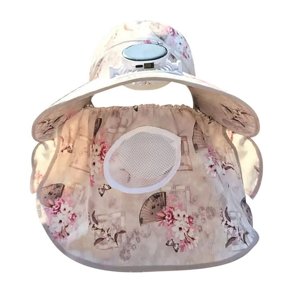 WKSCLPAI Wide Brim Solar Fan Hat Clearance,Fishing Hat with Solar Fan Built in,Outdoor Sun Hats for Women with Removable Breathable Facial Sun Towel,Solar Powerd & USB Rechargeable