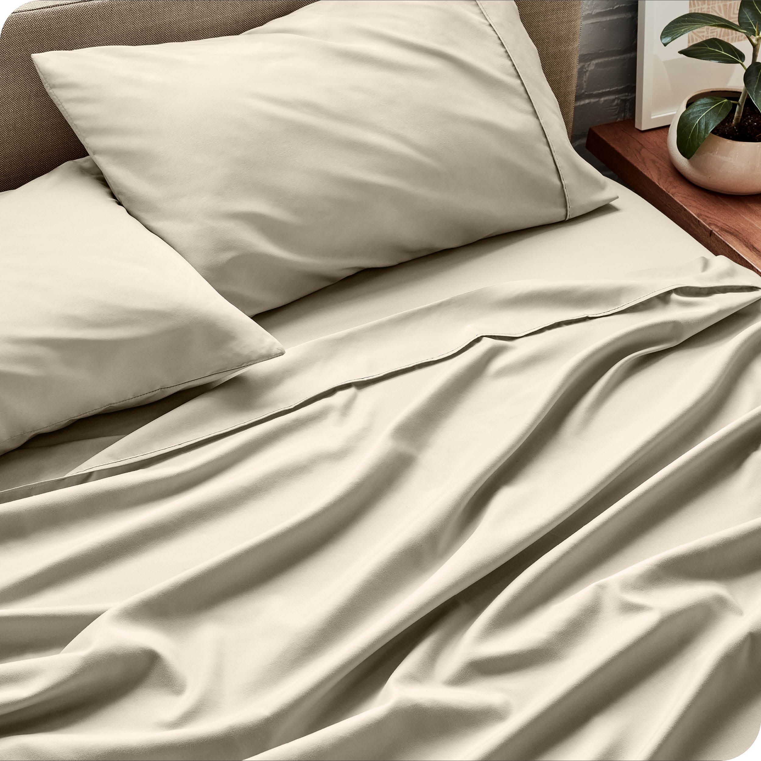 Bare Home Sand Microfiber Sheet Set, Wrinkle Resistant, Deep Pocket, Queen