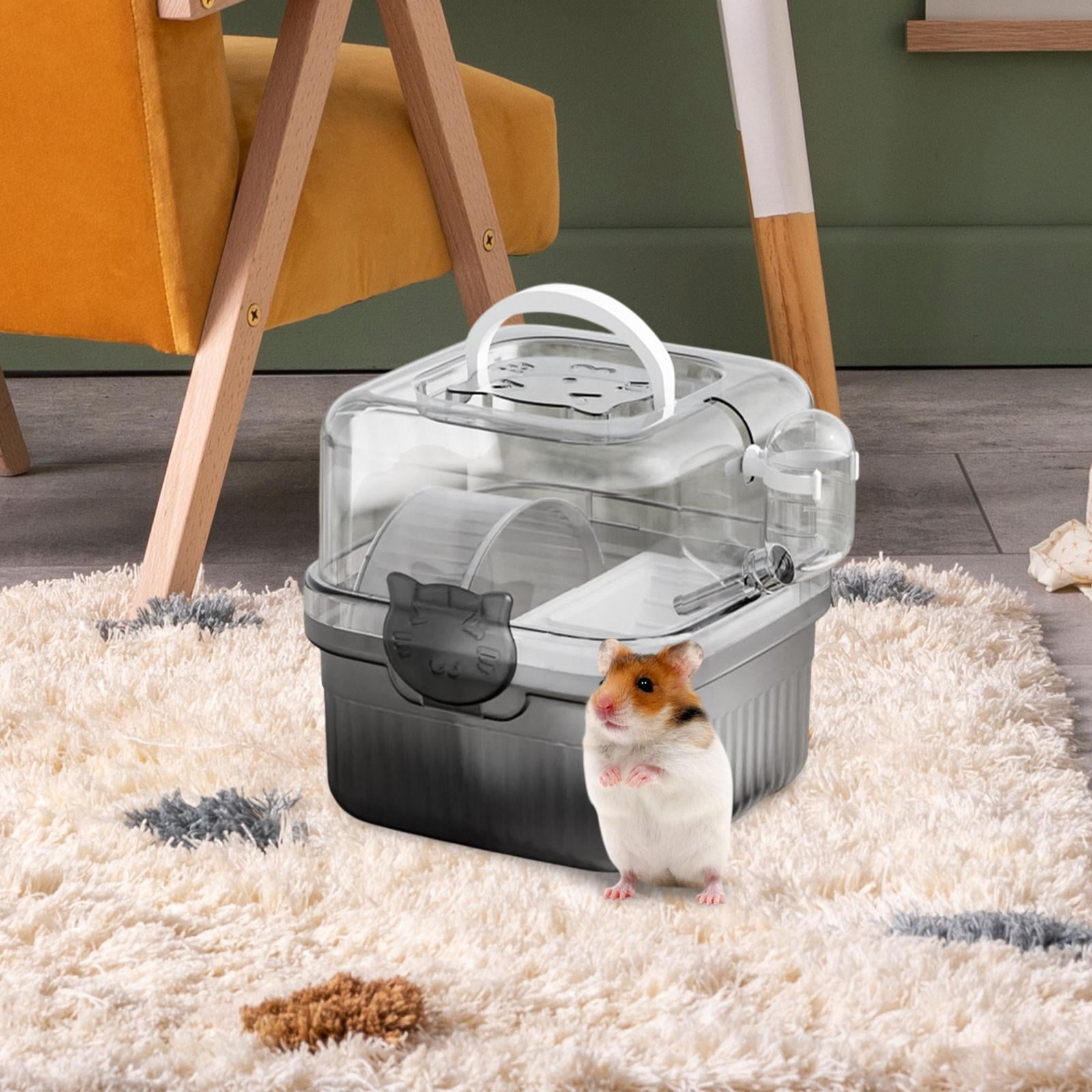 Bothyi Hamster Cage Carrying Box with Water Bottle for Small Animals Gerbils Ferret White