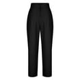 thumbnail image 4 of WREESH Womens Business Casual Pants Fashion High Waist Waist Zipper Straight Leg Solid Color Versatile Casual Pants Black, 4 of 6